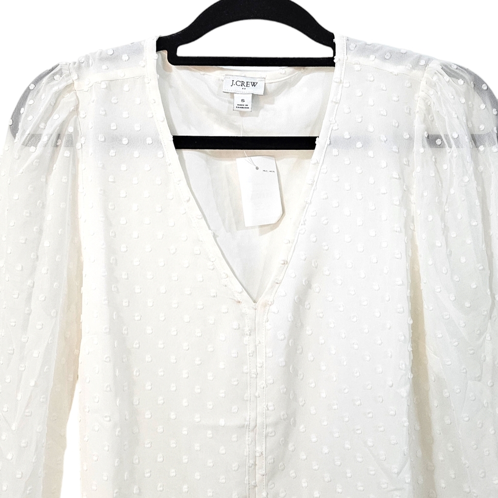 NWT J.Crew Clip-dot V-neck Top Size S - Picture 2 of 7